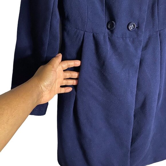 Forever 21 Women's Navy Warm Wear Double Breasted Pea Coat Sz S - Picture 4 of 11